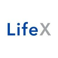 Logo with the text 'LifeX' in blue and gray on a white background.